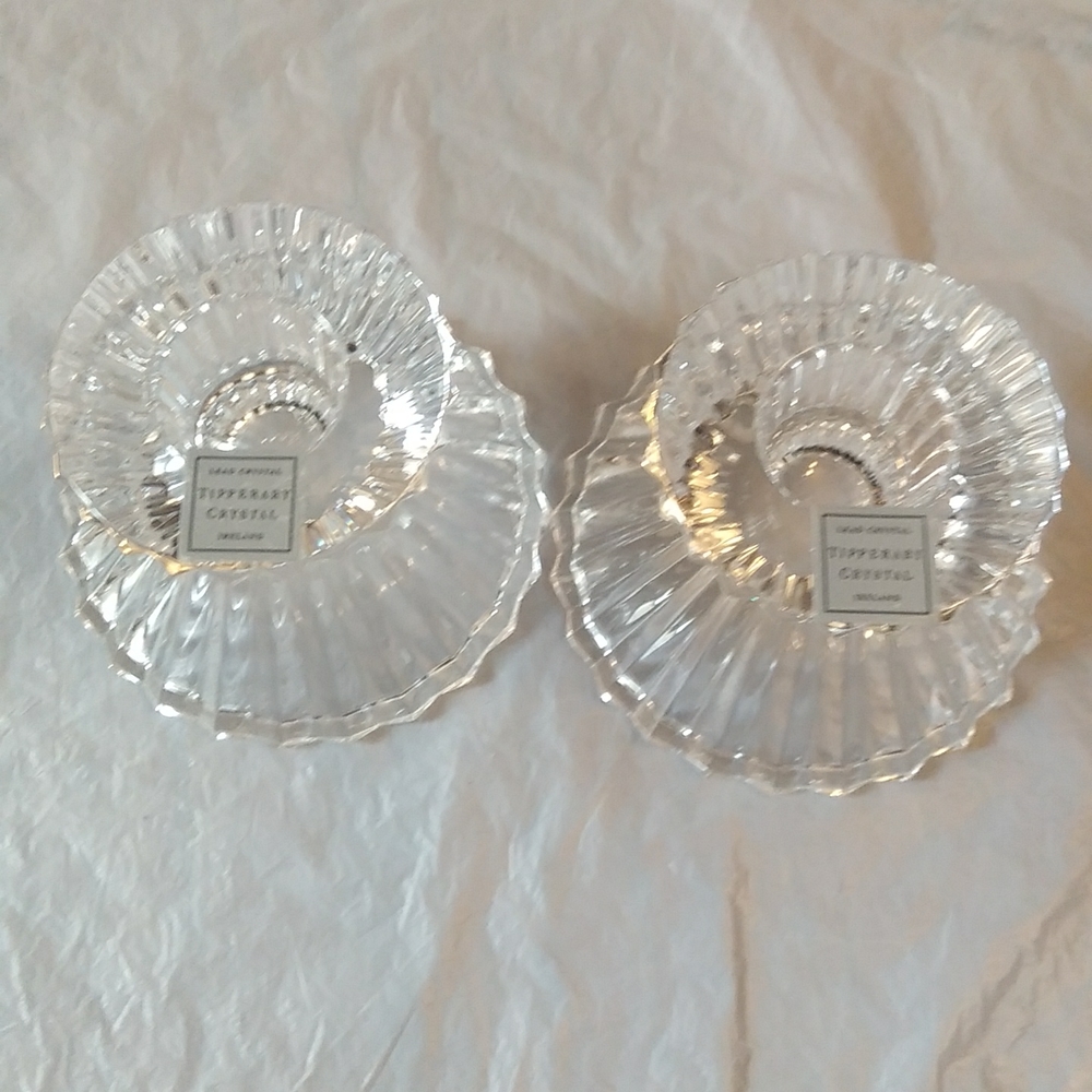 Two Ireland Tipperary lead crystal candle holders